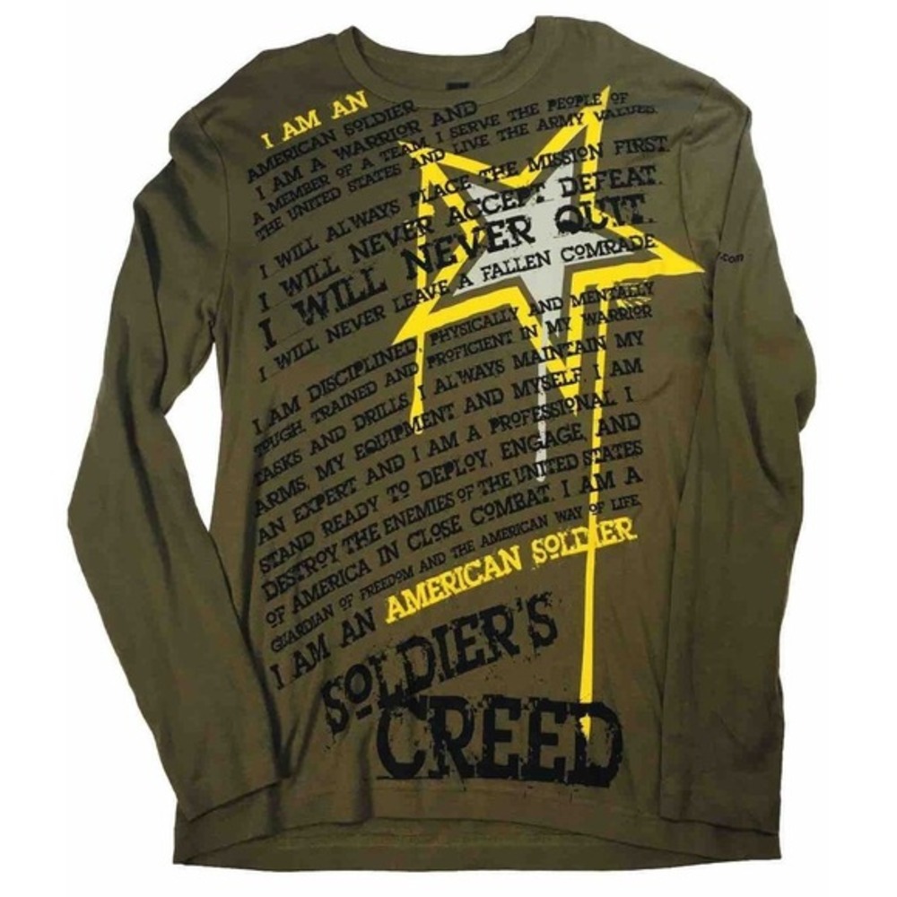 Military Men XXL Never Quit I Am An American Soldier Long Sleeve T-Shirt Graphic